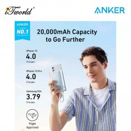 Anker Zolo Power Bank (20K30W Build in USB-C Cable) - Black A1689
