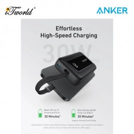Anker Zolo Power Bank (20K30W Build in USB-C Cable) - Black A1689
