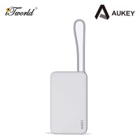 Aukey PB-Y53P 20W 10000mAh Slim Power Bank with Built-in USB C Cable - WHITE 689323789320