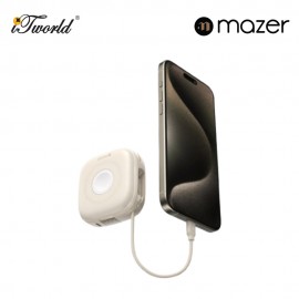 Mazer MagLink18i 10,000mAh Magnetic Wireless (Built-in USB-C+Lightning Cables) + Apple Watch Charging Power Bank - Cream 8881304544856