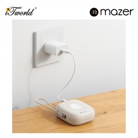 Mazer MagLink18i 10,000mAh Magnetic Wireless (Built-in USB-C+Lightning Cables) + Apple Watch Charging Power Bank - Cream 8881304544856