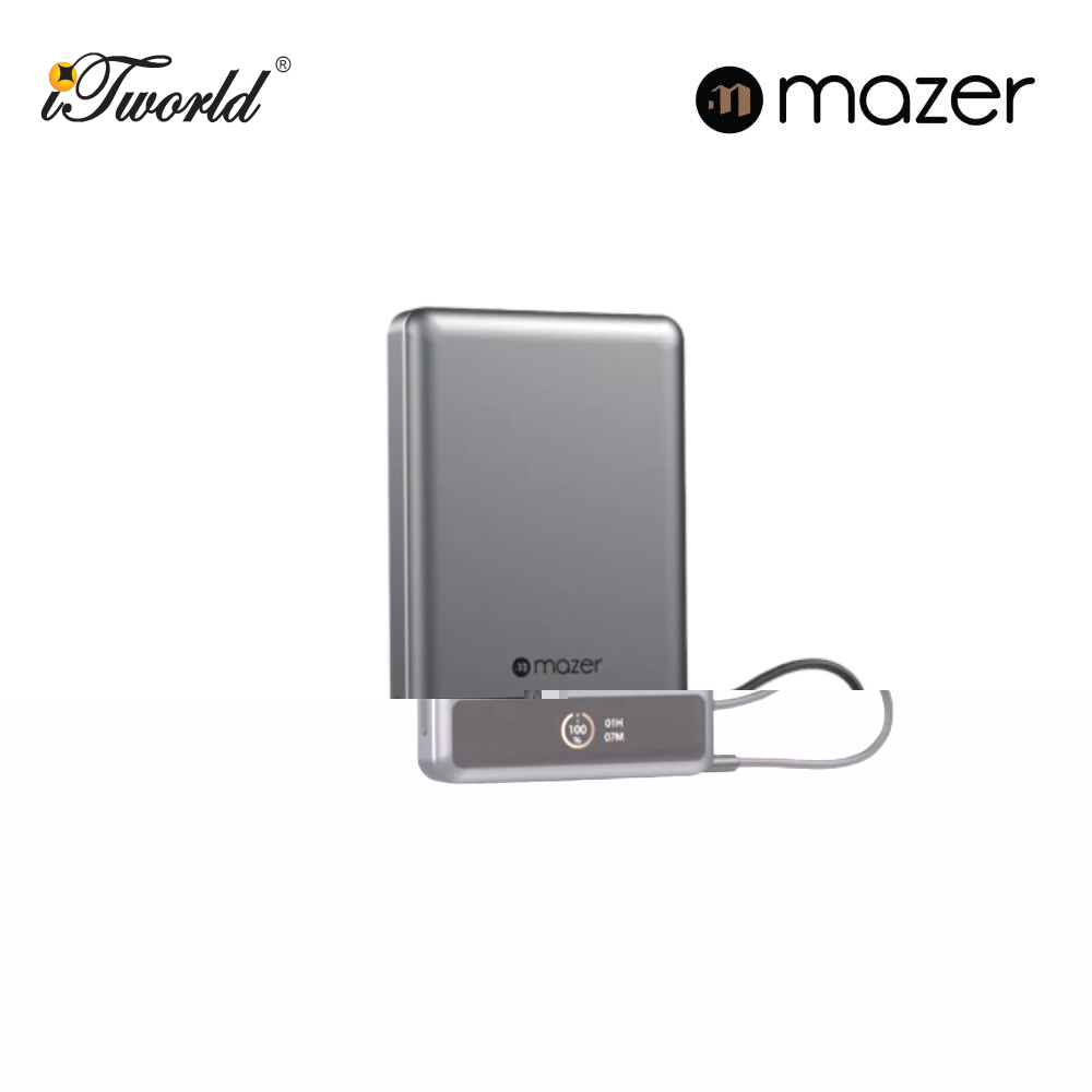 Mazer MagLink70 Qi2 Wireless Powerbank with 30W Cable -Black Grey 8881304545464