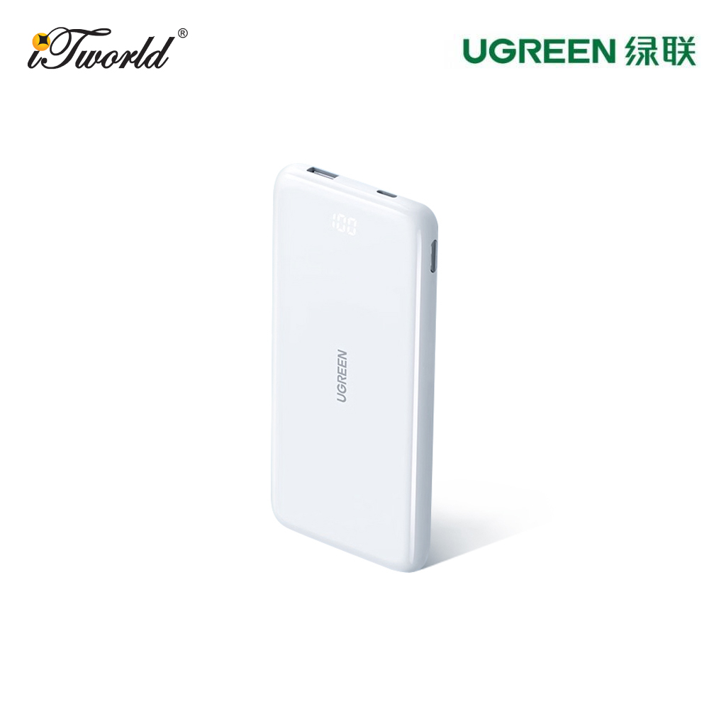 UGREEN 10000MAH ULTRA SLIM TWO-WAY FAST CHARGING 20W POWER BANK (WHITE) - UG-PB200-80700