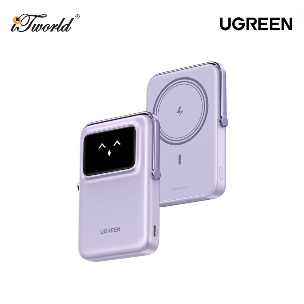 UGREEN UNO 10000 mAh Magnetic Wireless 20W Power Bank Qi2 with Built-In Stand - Purple UG-PB764-45337
