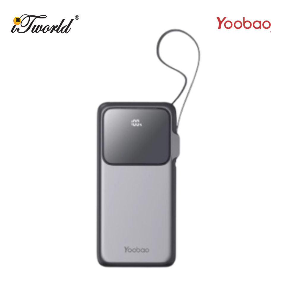 Yoobao Q22 20000mAh 22.5W Quick Charge Powerbank with Build-In Type-C Cable - Black 6937135028095