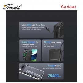 Yoobao Q22 Pro 30W PD Fast Charge 20000mAh Powerbank - White 6937135028996
