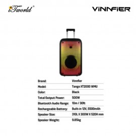 Vinnfier Tango XT2000 WMU Portable Trolley Loud Speaker 9555637204136