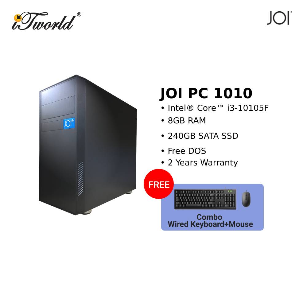 JOI PC 1100 (i3-10105F/8GB/240GB SSD/GT 1030 2GB/DOS) Free Combo Wired Keyboard+Mouse