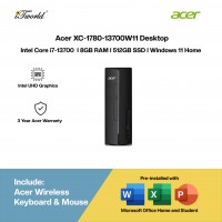 [Pre-order] Acer XC-1780-13700W11 Desktop (i7-13700,8GB,512GB SSD,Intel UHD Graphics,H&S,WL Ky+Ms,W11H,3Yrs) [ETA: 3-5 working days]