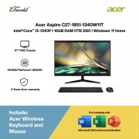 [Pre-order] Acer Aspire C27-1851-1340W11T AIO Desktop PC (i5-1340P,16GB,1TB SSD,MX550 2GB,H&S,KB+M,27"FHD-T,W11H,3Y) [ETA:3-5 working days]