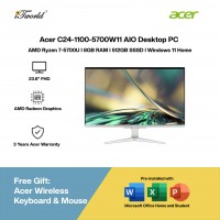 [Pre-order] Acer C24-1100-5700W11 AIO Desktop PC (R7-5700U,8GB,512G SSD,AMD Radeon,H&S,23.8"FHD,Wireless Kb+Ms,W11H,3Y) [ETA:3-5 working days]