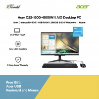 [Pre-order] Acer Aspire C22-1600-4505W11 AIO Desktop PC (N4505,4GB,256GB,Intel UHD Grph,21.5”Non Touch,Wired Kyb+Mse,W11H,3Y) [ETA:3-5 working days]