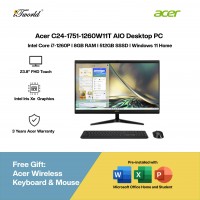 [Pre-order] Acer C24-1751-1260W11T AIO Desktop PC (i7-1260P,8GB,512GB SSD,Intel Iris Xe,H&S,23.8"FHD-T,WL Kb+Ms,W11H,3Y) [ETA:3-5 working days]