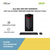 [Pre-order] Acer Nitro N50-650-13400W11G Gaming Desktop (i5-13400F,8GB,512GB SSD,RTX4060 8GB,kyb+Mse,W11H,3 Yrs) [ETA:3-5 working days]