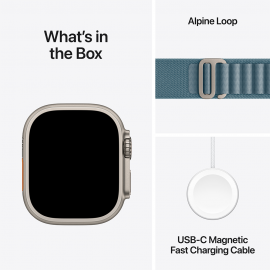 Apple Watch Ultra 3  GPS + Cellular  49mm  Natural Titanium Case with Light Blue Alpine Loop - Large MEWP4X/A