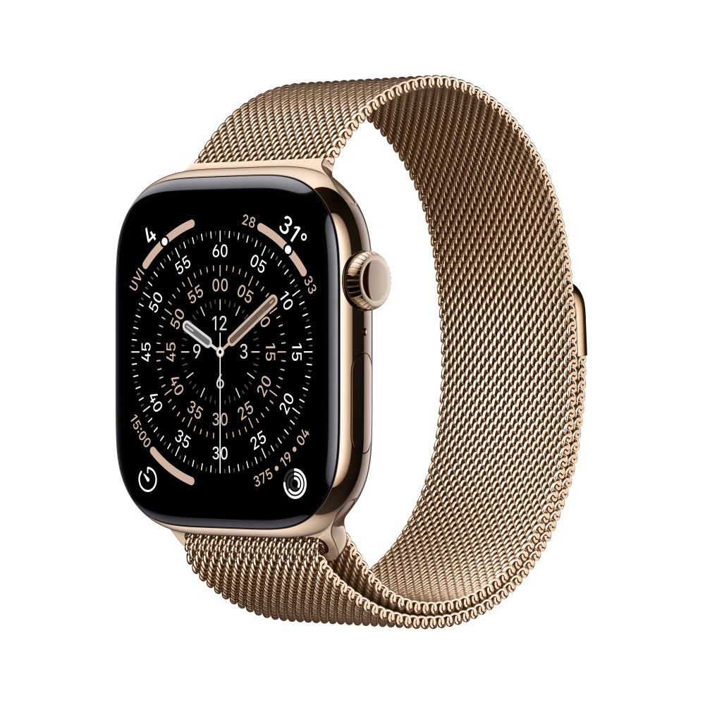 Apple Watch Series 11  GPS + Cellular 46mm  Gold Titanium Case with Gold Milanese Loop - S/M MFD74X/A