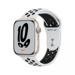 Apple Watch Nike Series 7 GPS, 45mm Starlight Aluminium Case with Pure Platinum/Black Nike Sport Band
