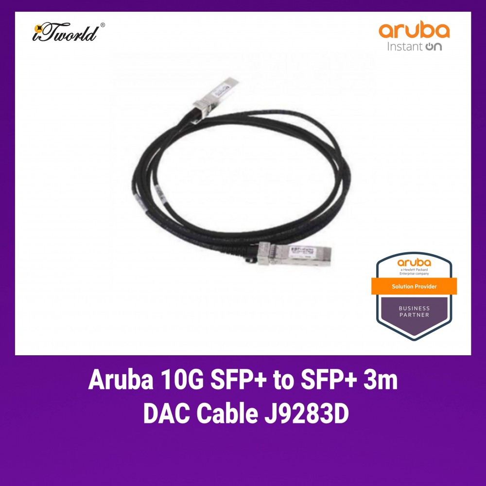 Aruba 10G SFP+ to SFP+ 3m DAC Cable - J9283D