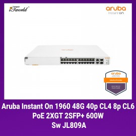 Aruba Instant On 1960 48G 40p CL4 8p CL6 PoE 2XGT 2SFP+ 600W Switch - JL809A