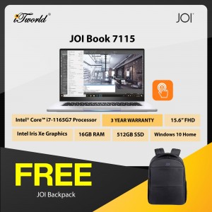 JOI Book 7115 (i7-1165G7/16GB/512GB SSD/W10H/15.6"/Touch/Gray) Free JOI Backpack