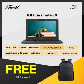 JOI Classmate 30 Black(i3-1005G1, 4GB, 256GB SSD, Intel UHD Graphics 600, 14" HD,W10Pro) FREE JOI Backpack
