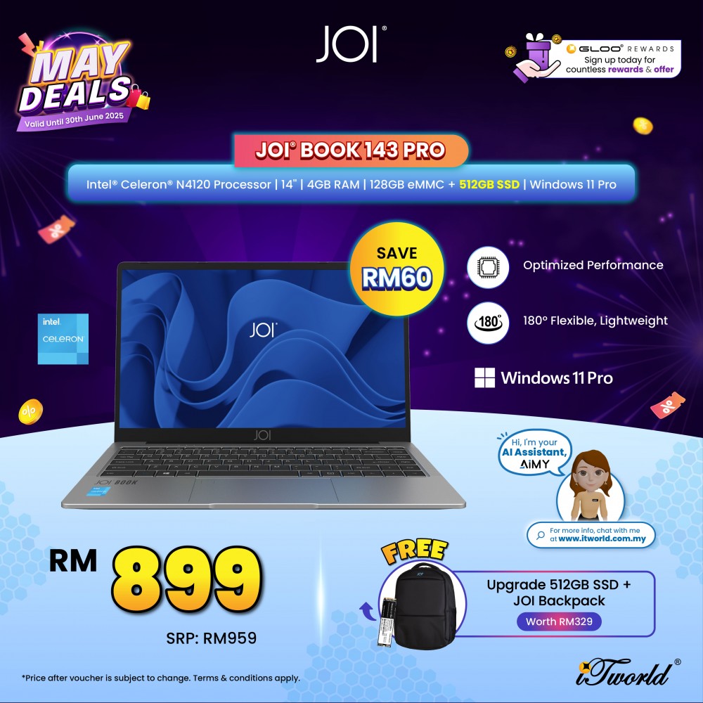 JOI Book 143 Pro (N4120,4GB,128GB eMMC,Integrated,14”,W11Pro) 