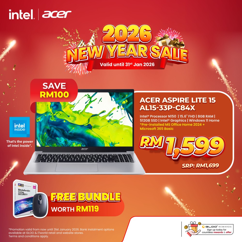 Acer Aspire Lite 15 AL15-33P-C84X Laptop (Intel  ® N150 | 15.6"FHD | 8GB RAM | 512GB SSD | Intel  ® Intergrated Graphics | Windows 11 Home | Microsoft Office Home & Student 2024 + Microsoft 365 Basic)