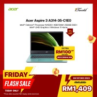 [Ready stock] Acer Aspire 3 A314-35-C1E0 Laptop Electric Blue (Celeron N4500,4GB,256GB SSD,Intel UHD Graphics,14"FHD,W11H) [FREE] Acer Urban Backpack V2