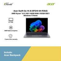 Acer Swift Go 14 Ai SFG14-64-R3UG Laptop (AMD Ryzen AI 5-340 | 14" WQXGA+ OLED | 16GB RAM | 512GB SSD | AMD Radeon Graphics | Windows 11 Home | Office Home & Student + M365)