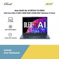 Acer Swift Go 14 SFG14-73-59A0 Laptop (Intel??® Core™ Ultra 5 125H | 14"WQXGA+ OLED | 16GB RAM | 512GB SSD | Intel??® ARC Graphics | Windows 11 Home | Office Home & Student)