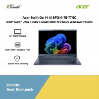 Acer Swift Go 14 AI SFG14-75-77NC Laptop (Intel??® Core™ Ultra 7 258V | 14" WUXGA OLED | 32GB RAM | 1TB SSD | Intel??® Arc™ Graphics | Windows 11 Home | Microsoft Office Home 2024 + Microsoft 365 Basic)