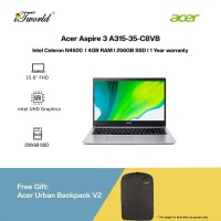 [Ready stock] Acer Aspire 3 A315-35-C8VB Laptop Pure Silver (Celeron N4500,4GB,256GB SSD,Intel UHD Graphics,15.6"FHD,W11H) [FREE] Acer Urban Backpack V2