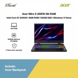 [Pre-order] Acer Nitro 5 AN515-58-51AB Gaming Laptop (i5-12450H,8GB,512GB SSD,RTX3050 4GB,15.6"FHD,W11H) [ETA: 3-5 working days]