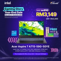 Acer Aspire 7 Gaming A715-59G-50YE Gaming Laptop (Intel??® Core™ i5-13420H | 15.6" FHD | 16GB RAM | 512GB SSD | NVIDIA??® GeForce RTX™ 3050 6GB | Windows 11 Home |Microsoft Office Home 2024 + Microsoft 365)
