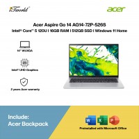 Acer Aspire Go 14 AG14-72P-526S Laptop (Intel??® Core™ 5 120U | 14” WUXGA | 16GB RAM | 512GB SSD | Intel??® UHD Graphics | Windows 11 Home | Microsoft Office Home 2024 + Microsoft 365 Basic)