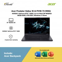 Acer Predator Helios 18 Ai PH18-73-99SQ Gaming Laptop (NVIDIA??® GeForce RTX™ 5080 | CU 9-275HX |18"WQXGA | 96GB RAM | 4TB SSD | Windows 11 Home | Office Home & Student + M365) 