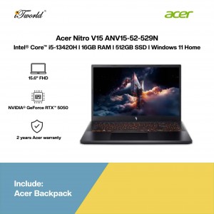 Acer Nitro V15 ANV15-52-529N Gaming Laptop (NVIDIA??® GeForce RTX™ 5050 | C i5-13420H | 15.6" FHD | 16GB RAM | 512GB SSD | Windows 11 Home | Office Home & Student + M365)