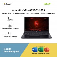 Acer Nitro V15 ANV15-51-58GB Laptop (Intel??® Core™ i5-13420H Processor | 15.6” FHD | 8GB RAM | 512GB SSD | NVIDIA??® Geforce RTX™ 2050 | Windows 11 Home) 