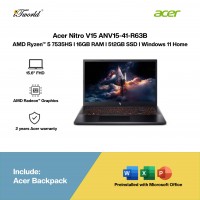 Acer Nitro V15 ANV15-41-R63B Gaming Laptop (AMD Ryzen™ 5 7535HS | 15.6” FHD | 16GB RAM | 512GB SSD | NVIDIA??® GeForce RTX™ 3050 | Windows 11 Home | Microsoft Office Home & Student + Microsoft 365)