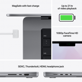 Apple 16-inch MacBook Pro M1 Pro chip with 10core CPU and 16core GPU, 512GB SSD - Space Grey