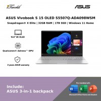 ASUS Vivobook S 15 OLED S5507Q-ADA098WSM Laptop (Snapdragon??® X Elite X1E 78 100 | 15.6”3.2K OLED | 32GB RAM | 1TB SSD | Qualcomm??® Adreno™ GPU | Windows 11 Home)