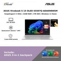 ASUS Vivobook S 15 OLED S5507Q-ADA098WSM Laptop (Snapdragon??® X Elite X1E 78 100 | 15.6”3.2K OLED | 32GB RAM | 1TB SSD | Qualcomm??® Adreno™ GPU | Windows 11 Home)