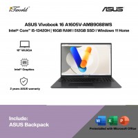 ASUS Vivobook 16 A1605V-AMB9088WS Laptop (Intel??® Core™ i5-13420H | 16" WUXGA | 16GB RAM | 512GB SSD | Intel??® Graphics | Windows 11 Home |Microsoft Office Home 2024 + Microsoft 365)