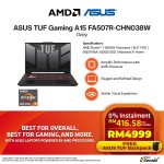 [Pre-order] Asus TUF Gaming A15 FA507R-CHN038W Gaming Laptop (R7-6800H,8GB,512GB SSD,RTX3050 4GB,15.6"FHD,W11H,Mecha Gray) [ETA: 3-5 working days]