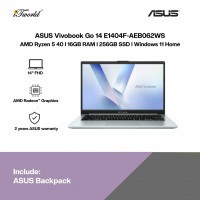 ASUS Vivobook Go 14 E1404F-AEB062WS Laptop (AMD Ryzen 5 40 | 14"FHD | 16GB RAM | 256GB SSD | AMD Radeon Graphics | Windows 11 Home | H&S+M365,14"FHD,W11H,Green Gray,2Y)
