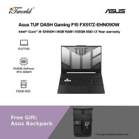 [Pre-order] Asus TUF DASH Gaming F15 FX517Z-EHN090W Gaming Laptop (i5-12450H,8GB,512GB SSD,RTX3050Ti 4GB,15.6"FHD,W11H,Black)