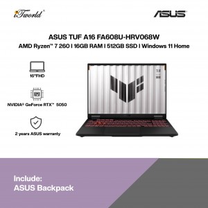 ASUS TUF A16 FA608U-HRV068W Gaming Laptop (NVIDIA??® GeForce RTX™ 5050 | R7-260 | 16" FHD+ | 16GB RAM | 512GB SSD | Windows 11 Home)