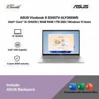ASUS Vivobook S S3407V-ALY066WS Laptop (Intel??® Core™ i5-13420H | 14" WUXGA | 16GB RAM | 1TB SSD | Intel??® UHD Graphics | Windows 11 Home |Microsoft Office Home 2024 + Microsoft 365)