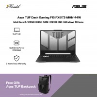 [NVIDIA l Pre-order] Asus TUF Dash Gaming F15 FX517Z-MHN144W Gaming Laptop (NVIDIA??® GeForce RTX™ RTX3060 6GB,i5-12450H,8GB,512GB SSD,15.6"FHD,W11H,Black)[ETA:3-5 working days]