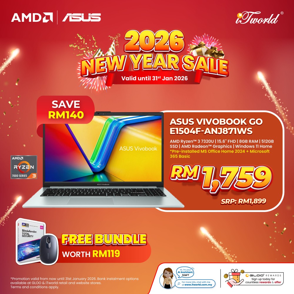 ASUS Vivobook Go 15 E1504F-ANJ871WS Laptop (AMD Ryzen™ 3 7320U | 15.6”FHD | 8GB RAM | 512GB SSD | AMD Radeon™ Graphics | Windows 11 Home | Office Home & Student) 